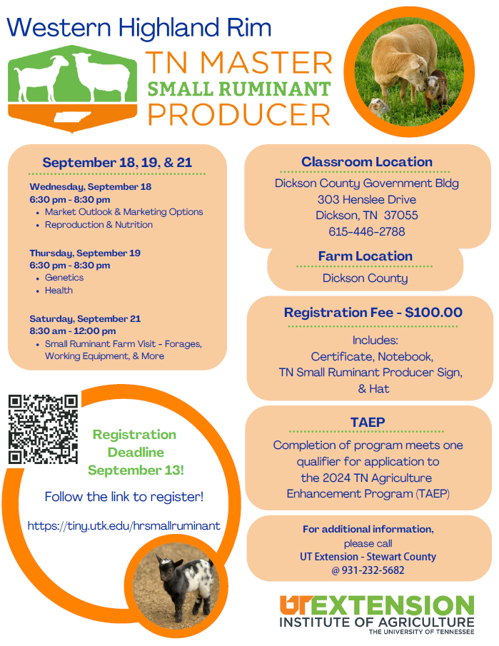 Event Flyer for small ruminant producer course.